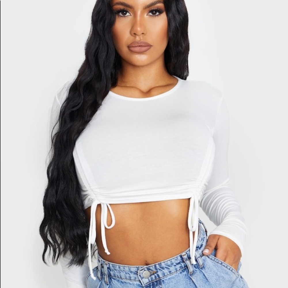 Pretty Little Thing White Long Sleeve Shirt